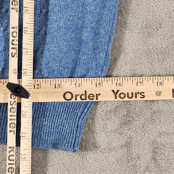 Vintage Lord Jeff Sweater Mens Medium Blue V-Neck Cable Knit Lambswool Made USA‎ - Picture 11 of 11
